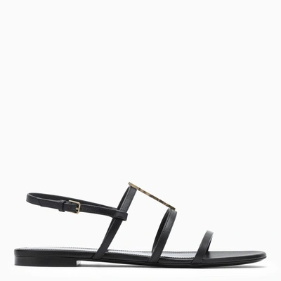 SAINT LAURENT SAINT LAURENT BLACK CASSANDRA FLAT SANDALS WOMEN