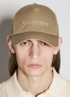 Saint Laurent Logo Embroidery Baseball Cap In Cream