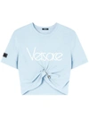 VERSACE VERSACE WOMEN CROPPED T-SHIRT WITH PIN