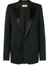 Saint Laurent Wool Gabardine One Button Blazer In Black