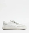 Tod's Leather Sneakers With Suede Details In White