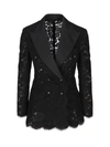 Dolce & Gabbana Double-breasted Satin-trimmed Corded Lace Blazer In Black
