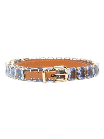 Ermanno Scervino Crystal-embellished Leather Belt In Blue