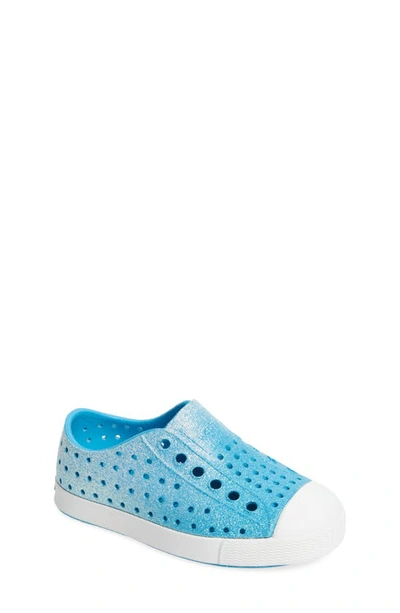 Native Shoes Kids' Jefferson Bling Glitter Slip-on Sneaker In Coastal Maria Bling/ White