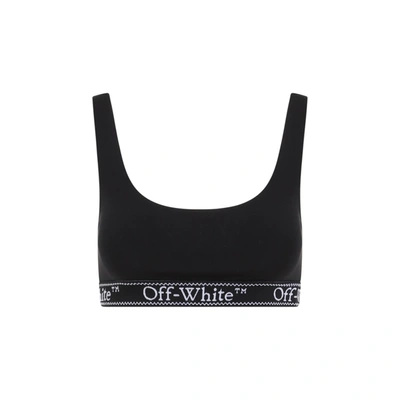 Alexander Mcqueen Off-white Logoband Bra Underwear In Black