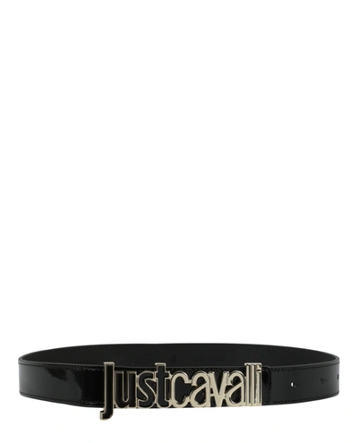 Just Cavalli Logo Plaque Belt In Black