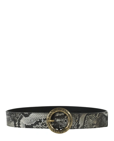 Just Cavalli Round Buckle Snake Print Belt Woman Belt Multicolored Size 39.5 Polyester