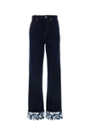 Burberry Contrast Cuff Denim Trousers In Blue