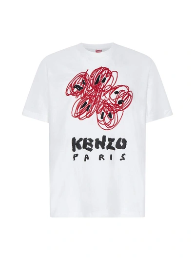 Kenzo Drawn Varsity 棉t恤 In Off White