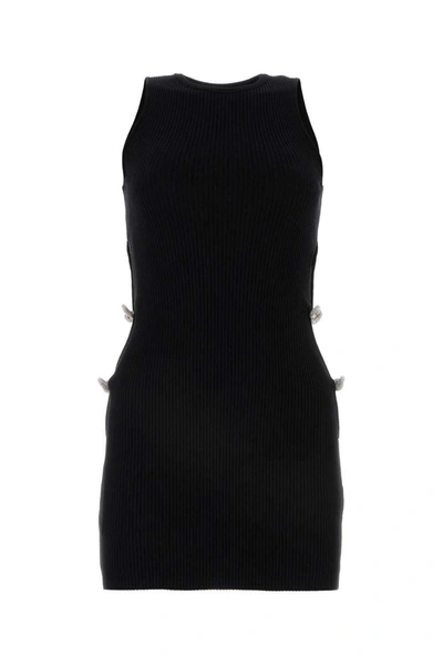 Mach & Mach Viscose Blend Mini Dress With Side Cut-outs In Black