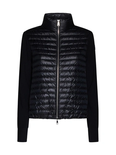 Moncler Padded Cardigan In Black