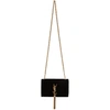 Saint Laurent Black Velvet Small Monogram Kate Tassel Satchel