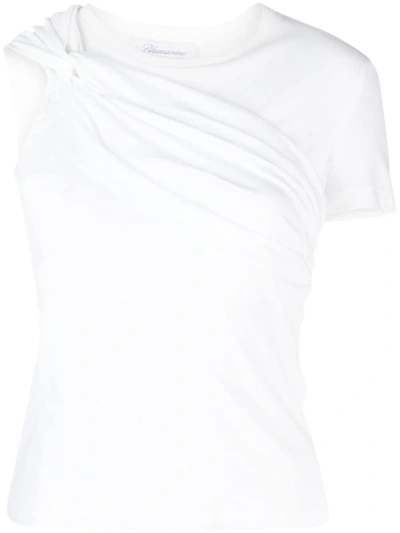 Blumarine Twist-detail Cotton T-shirt In N0100 Ottico