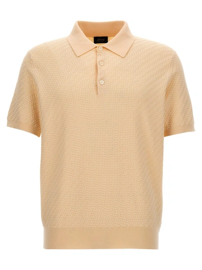 Brioni Woven Knit  Shirt Polo Beige In Beis