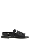 Dolce & Gabbana Leather Sandals Flat Sole Open Toe In Black