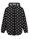 Dolce & Gabbana Quilted Nylon Jacket With Hood And Dg Logo Print In White/black