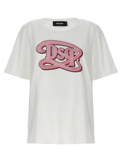 Dsquared2 Logo Print T-shirt In Blanco