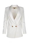 Elisabetta Franchi White Double-breasted Twill Blazer