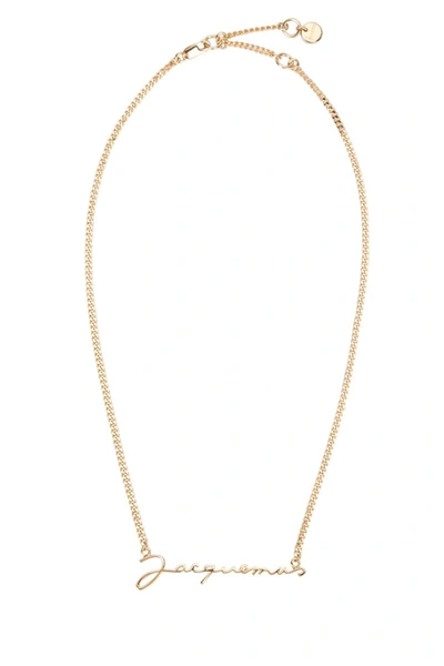 Jacquemus Gold-tone Le Chaine Necklace With Logo Plaque In Brass Woman In Metallic