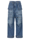 Msgm Cargo Denim Jeans Multi Pockets In Blue