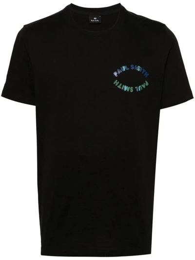 Ps By Paul Smith Happy Eye Organic Cotton T-shirt In Black