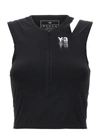 Y-3 Logo-print Cropped Performance Top In Black