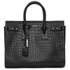 SAINT LAURENT Black Croc Small Sac de Jour Tote