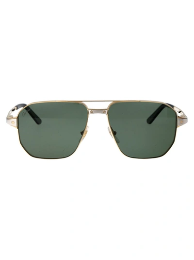 Cartier Sunglasses In 002 Gold Gold Green