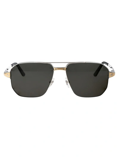 Cartier Sunglasses In 001 Silver Silver Smoke