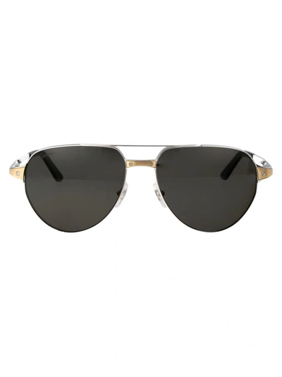 Cartier Sunglasses In 001 Silver Silver Smoke