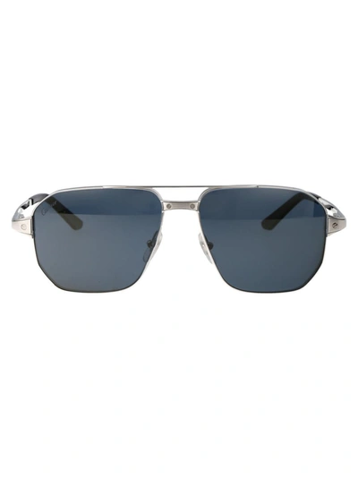 Cartier Sunglasses In 004 Silver Silver Blue