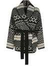 Golden Goose Belted Crystal-embellished Jacquard-knit Wool Cardigan In Black