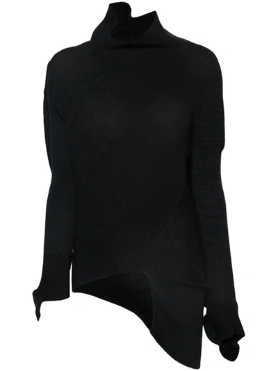 Issey Miyake Aerate Asymmetric Ribbed Jumper In Blue