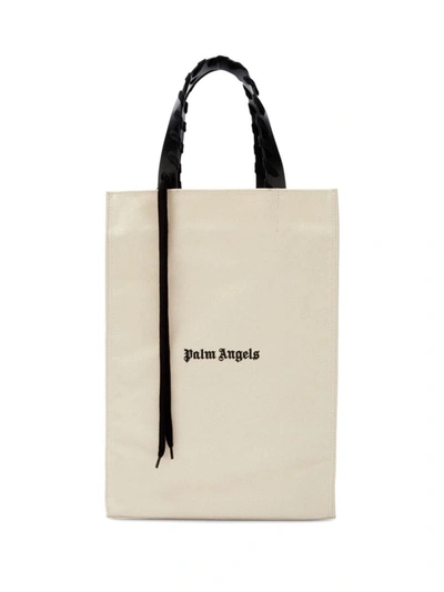 Palm Angels Logo-print Tote Bag In Natural Black