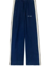 PALM ANGELS PALM ANGELS SIDE-STRIPE CHAMBRAY TROUSERS