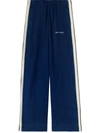 Palm Angels Side-stripe Chambray Trousers In Inigo Blue Off White