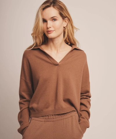 Naadam Cashmere Polo Sweater In Invisible Toffee Brown