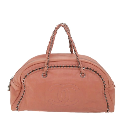 Pre-owned Chanel Boston Pink Leather Travel Bag ()