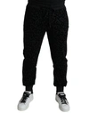 DOLCE & GABBANA DOLCE & GABBANA BLACK LEOPARD COTTON SLIM FIT JOGGER MEN'S PANTS