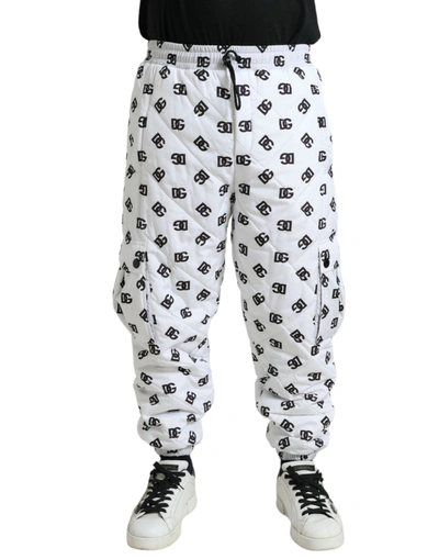 DOLCE & GABBANA DOLCE & GABBANA CHIC WHITE JOGGER PANTS WITH ICONIC DG MEN'S PRINT