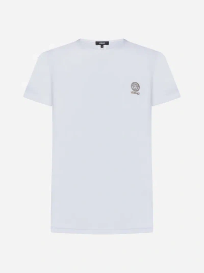 Versace White Cotton Two Pack T-shirts In Optical White