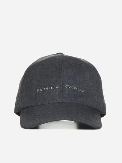 Brunello Cucinelli Logo Embroidered Baseball Cap In Mid Grey,sand