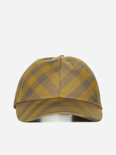 Burberry Check Baseball Cap In Cedar