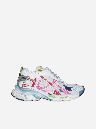 Balenciaga Runner Mesh And Faux Leather Trainers In Multicolor