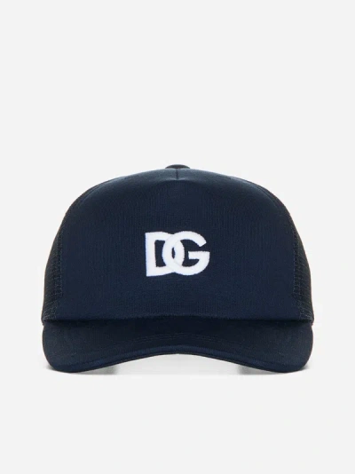 Dolce & Gabbana Canvas And Mesh Baseball Cap In Blue