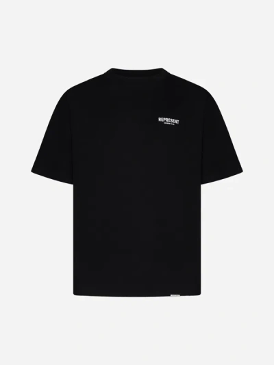 Represent Owners Club Logo Cotton T-shirt In Black