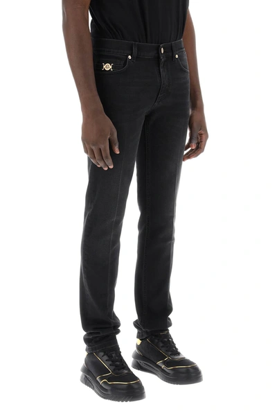 Versace Medusa Denim Jeans In Black