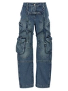 Off-white Off White Cargo Jeans With Harness Details In Blue