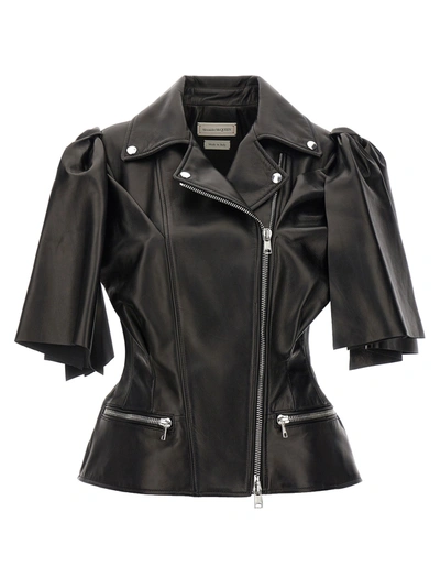 Alexander Mcqueen Leather Jackets In Black