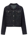 Dolce & Gabbana Logo-plaque Cropped Denim Jacket In Blue
